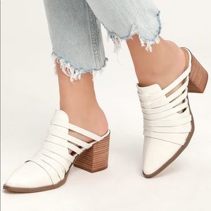 Report Pointed Toe Faux Leather Mules
